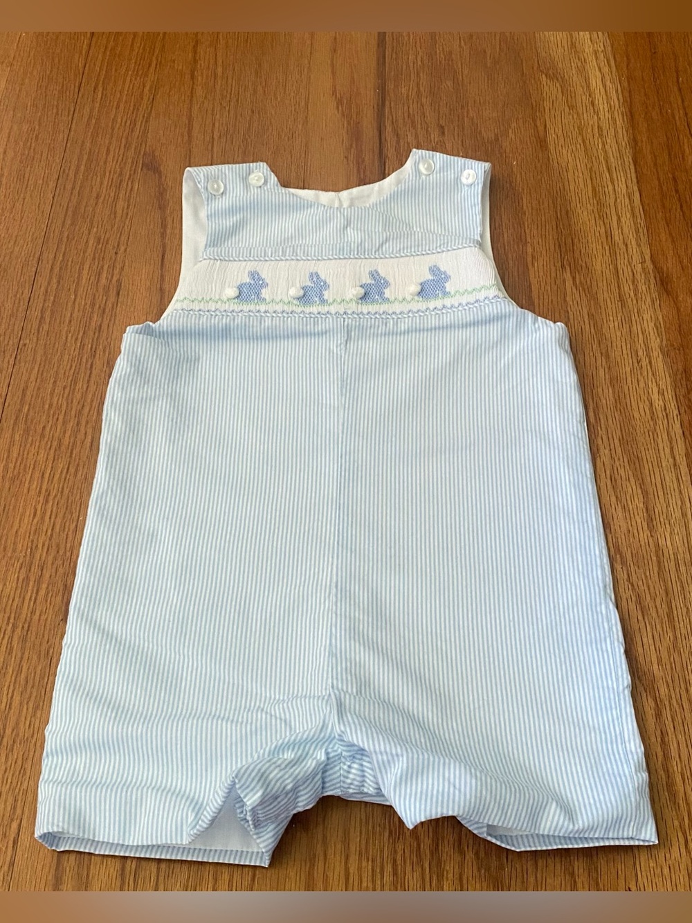 Edgehill Collection Smocked Bunny Embroidery Striped Jon Jon